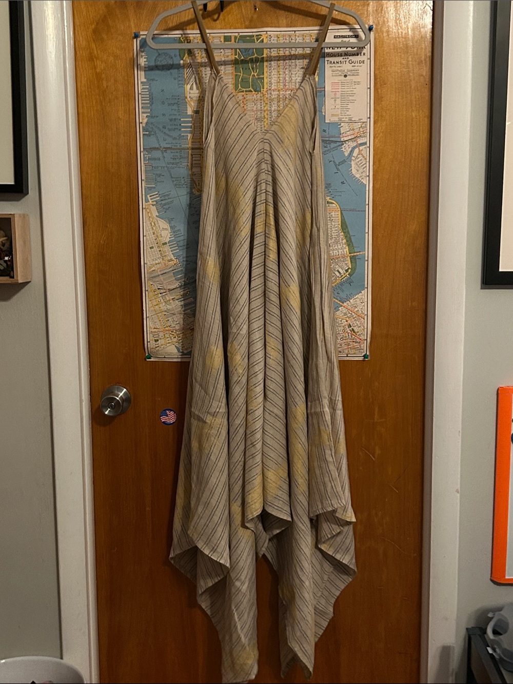 Asymmetrical Strappy Dress in Beige and Yellow